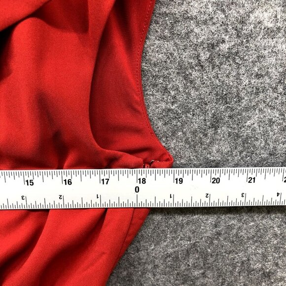 Nicole Miller Sheath Dress Size 10 Red Silk Blend Cap Sleeve Pleated Formal - Picture 5 of 10